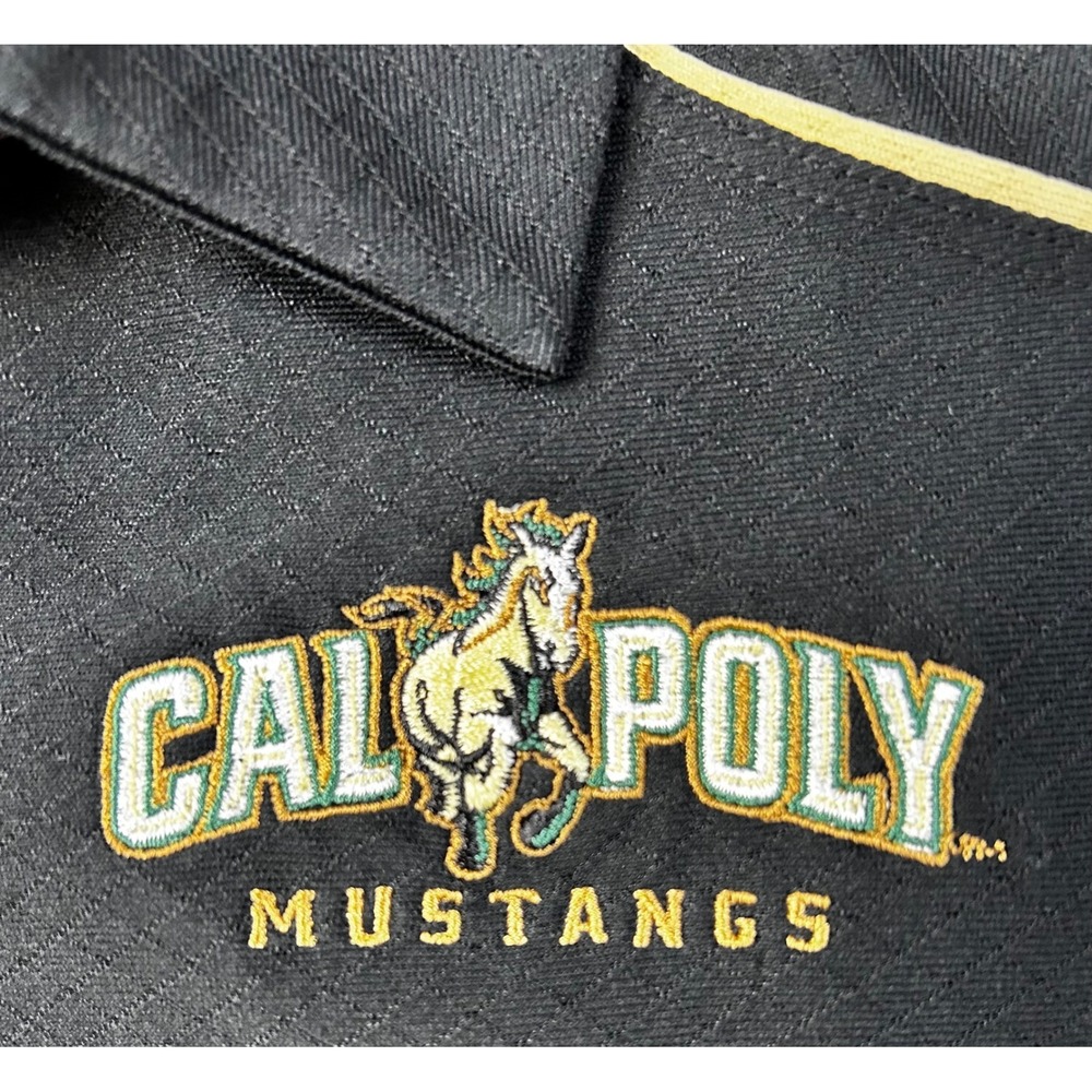 CAL POLY MUSTANGS Nike Dri-FIT Polo Shirt Womens Medium Black Gold Embroidered